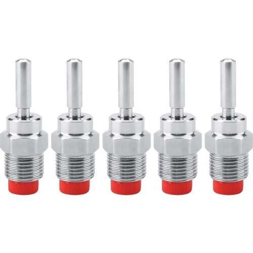 5pcs Stainless Steel Copper Cap Automatic Pig Nipple Drinker Waterer Red Cap Long Rod