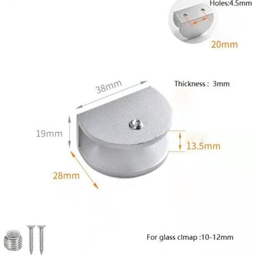 6pcs half round glass Clamps Plane space aluminum Alloy Shelves Support Corner Bracket Clips For 6 8 10 12mm Furniture Hardware