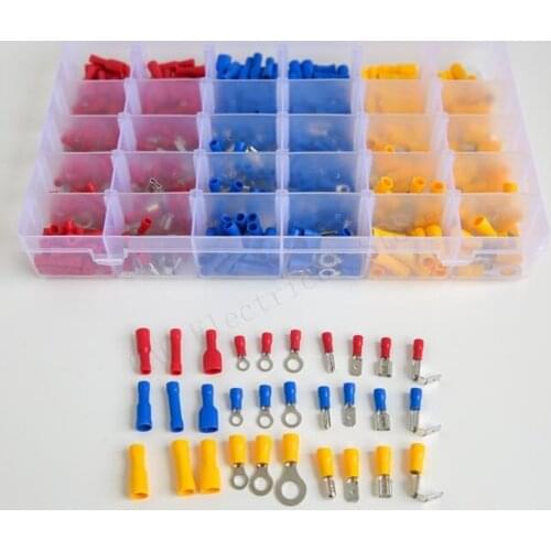 720PCS Assorted Insulated Electrical Wire Crimp Cable Connector Spade Butt Ring Fork Set Ring Lugs Rolled Terminals Kit