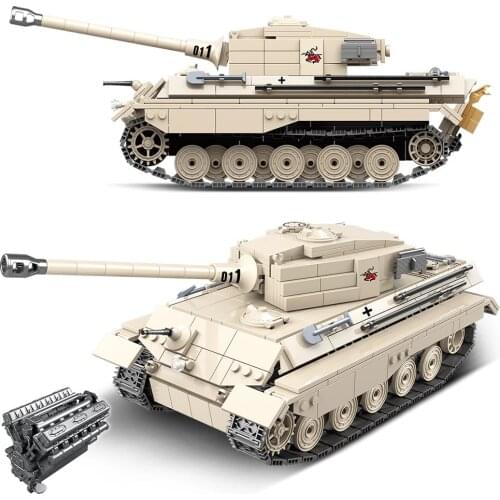 978PCS 100066 WW2 Military Tiger king Military Tank Soldier Weapon Army Building Blocks Educational Toys For children Gifts