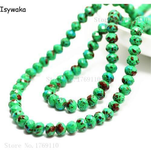 Isywaka Fashion 4x6mm 50pcs Rondelle Austria faceted Crystal Glass Beads Loose Spacer Round Beads for Jewelry Making No.30R6