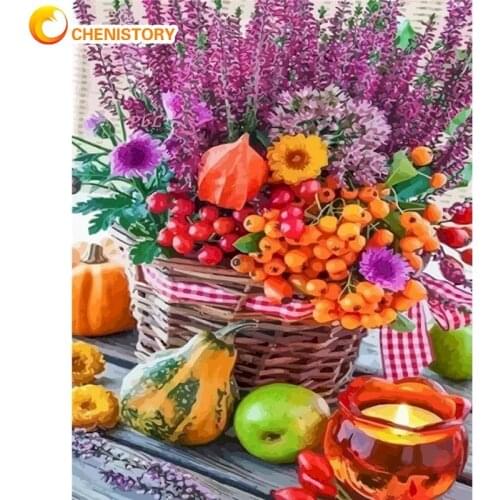 CHENISTORY DIY Framed Painting By Numbers Kits HandPainted Fruit Flower Oil Picture By Number Unique Gift Home Decor Wall Photos