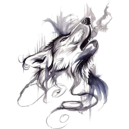 Dawasaru Ink Painting Howling Wolf Head Car Sticker Waterproof Decal Laptop Truck Motorcycle Auto Accessories PVC,13cm*10cm