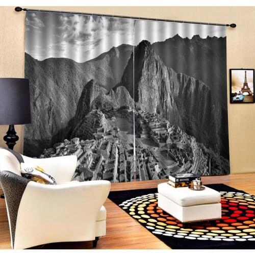Black and grey black High mountain 3D Window Curtain Luxury living room decorate Cortina