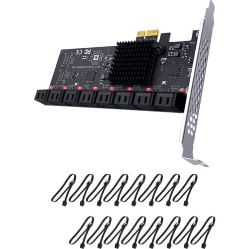 Chia Mining Riser 16 Port PCIE SATA Card PCI Express SATA Controller PCIE to SATA 3.0 Expansion Card PCI E X1 SATA3 6Gb w/ Cable