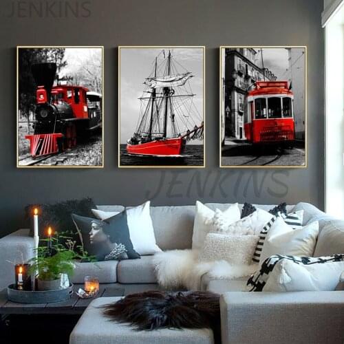 Home Decoration Red Retro SceneryCanvas Print Modern Nordic Photography Poster Painting Picture for Livingroom Bedroom