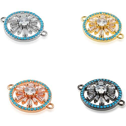 20*20mm disc snowflake pendant necklace connector jewelry accessories Making diy miniature precision inlay cubic zircon gift