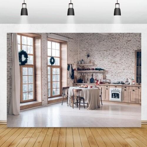 Laeacco Interior Scene Kitchen Yummy Foods Photo Backdrop Kitchenware Baby Child Portrait Photography Background Photo Studio