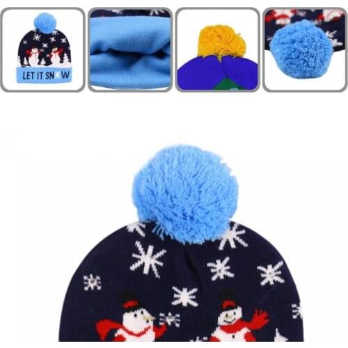 Unisex Cute Christmas Elk Knitted Beanie Hat Men Women Christmas Hat Snowman for School
