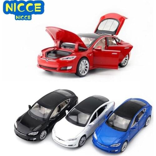 Nicce Alloy Car New Tesla Model S P100D 1: 32 Size Metal Model Car Six-Door Sound And Light Pull Back Toy Car Gift Free Shipping