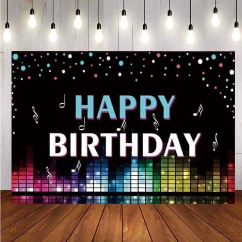Music Stage Backdrop Disco Musical Note Happy Birthday Party Photography Background Photo Studio Decor Banner
