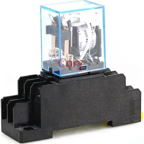 MY2P HH52P MY2NJ Relay Coil General DPDT Micro Electromagnetic Relay 8 Pins with Socket Base LED AC 110V 220V DC 12V 24V