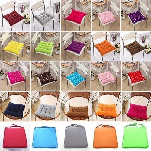 Soft Polka Dot Solid Seat Pad Travel Home Office Decor Tie On Chair Cushion