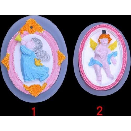 New Transparent Silicone Mould Dried Flower Resin Angel Charms pendant angel car hanging plaster clay relief silicone mold