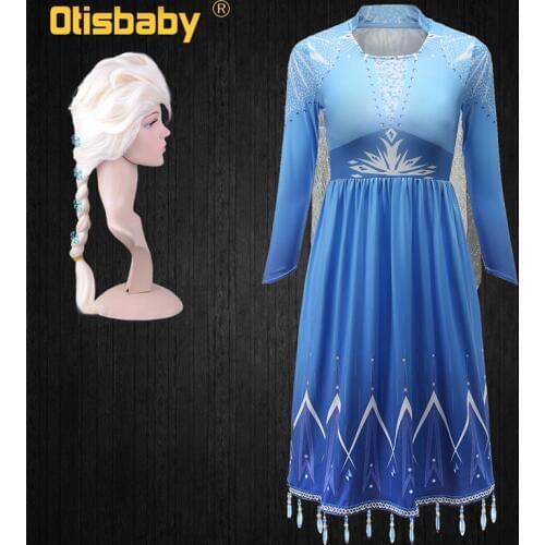 New Snow Queen Anna Elsa 2 Christmas Dress Kids Halloween Carnival Elza Costume Girls Crystal Light Blue Long Sleeve Elsa Dress