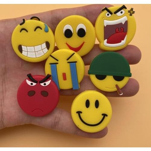 Single Sale 1Pcs Slipper Accessories Smiley Angry Face Facial Expression Shoe Decoration PVC Children Decorative Accessories