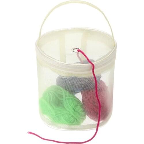 DIY Hand-Knitted Yarn Organizer Bag Sewing Accessories Yarn Mesh Bag Sewing Thread Storage Case Zipper Closure Mesh Bag