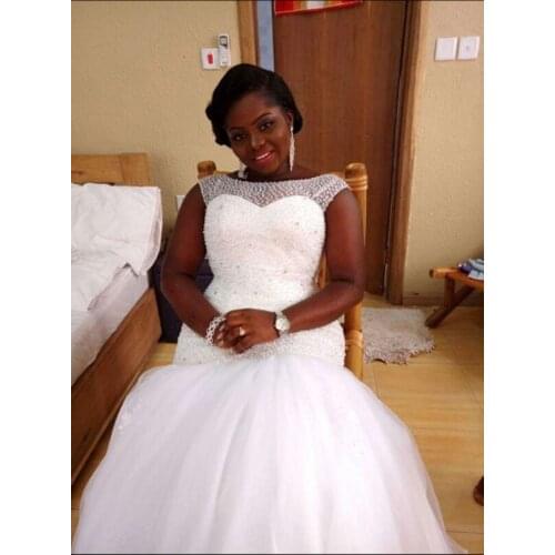 Strapless Sweetheart Ruched Mermaid Wedding Dress Beade Tulle Tiered Custom Made Bridal Gown Dresses