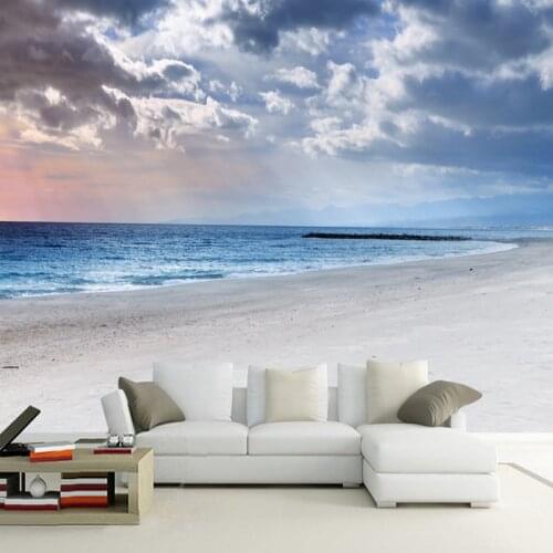 Custom 3D Photo Wallpaper Wall Murals Blue Beach Seascape Living Room Bedroom Wall Decor Waterproof Wallpaper 3D Mural Painting