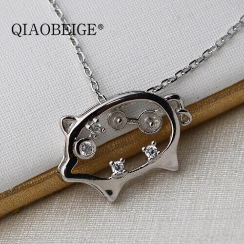 QIAOBEIGE 3pcs/lot DIY Mountings glued double pearls cute pig empty holder for godness gift,little cut pig banclect