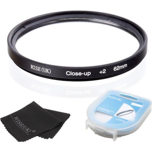 HOT SALE RISE(UK) 62mm Close-Up +2 Macro Lens Filter for Nikon Canon SLR DSLR Camera + filter case + gift