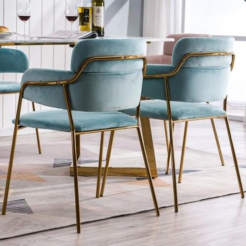 Luxury Nordic Iron Metal Soft Flannel Dining Chair Home Dresser Wedding Party Feast Dinner Bar Coffee Office Meeting Sofa Stool