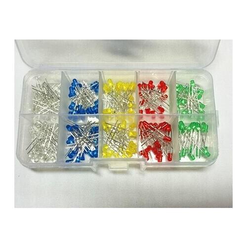 Ied Diode light-emitting Diodes Universal 200pcs/box 3mm LED Light Assorted Kit Red Green Blue Yellow White DIY LEDs Diode Set