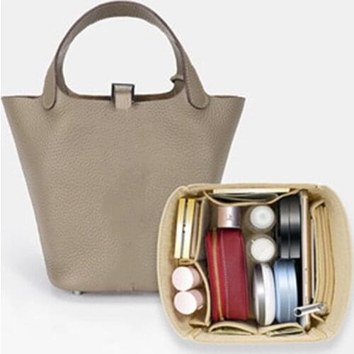 For Picotin 18 22 26 Handbag Felt Cloth Insert Bag Organizer Makeup Handbag Organizer Travel Inner Purse Portable Cosmetic Bags