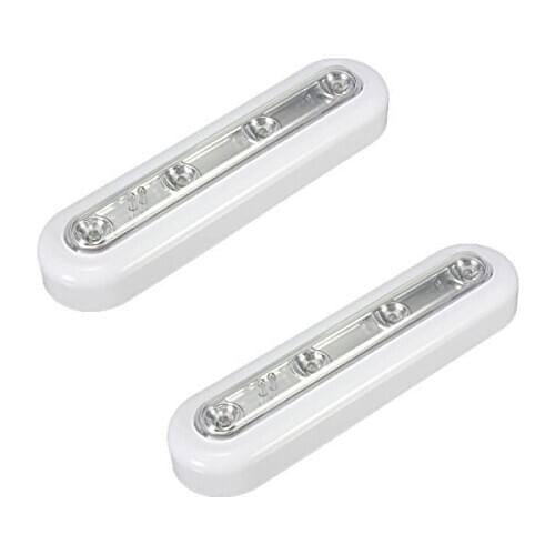 Lightinbox Set of 2 DIY Stick-on Anywhere 4 LED Touch Activated Tap Push White Night Light Battery Powered Operated