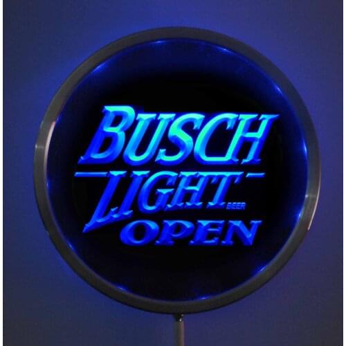 Rs-0044 Busch Light OPEN LED Neon Round Signs 25cm/ 10 Inch - Bar Sign with RGB Multi-Color Remote Wireless Control Function