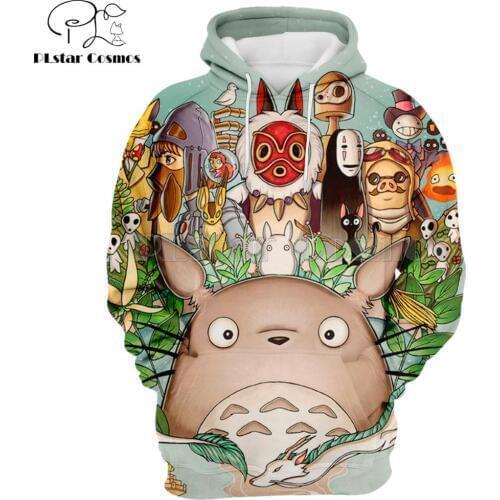 3D Full Printing Spirited away Japanese Anime hoodies Howls Moving Castle Casual Hooded Sweatshirt Miyazaki Hayao Totoro Hoodie