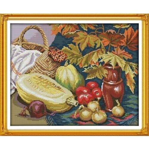 Everlasting Love Fruits And Vegetables Chinese Cross Stitch Kits Ecological Cotton Fabric DIY Christmas Decorations For Home