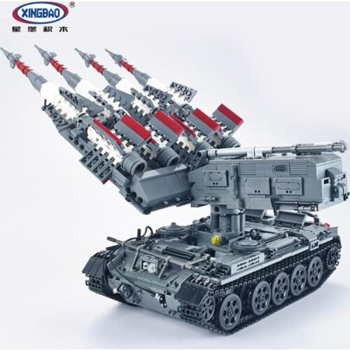 Xingbao NEW 06004 1753Pcs Military Series The SA-3 Missile and T55 Tank Sets Building Blocks Bricks DIY Assembly Weapon Model