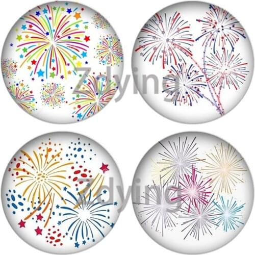 Zdying 10pcs New Design Beautiful Fireworks Round Glass Cabochon Art Picture Dome DIY Pendant Earrings Brooch Jewelry Findings