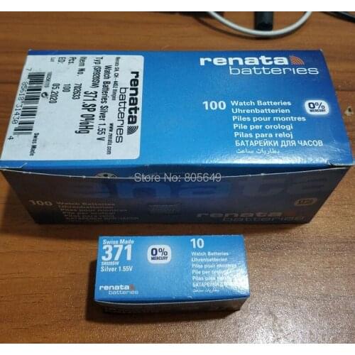 100Xrenata Silver Oxide Watch Battery 371 SR920SW 920 1.55V 100% original brand renata 371 renata 920 battery
