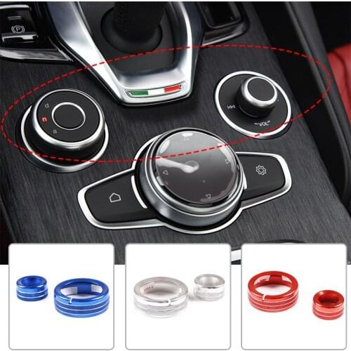 2 Pcs For Alfa Romeo Giulia Stelvio 2020 Aluminum Alloy Interior Center Control Multimedia Knob Ring Trim