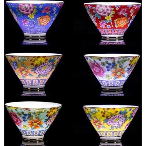 2pcs/set or 6pcs/set Chinese Style Drinkware for Friend Birthday Creative Gift Tea Cups Enamel Ceramic Kungfu Tea Set