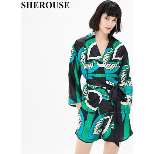 2021 Summer Two Pieces Set Women Printed Shirt and Shorts Suit Chic Lady Fashion Casual Shorts Sets Women Outfit