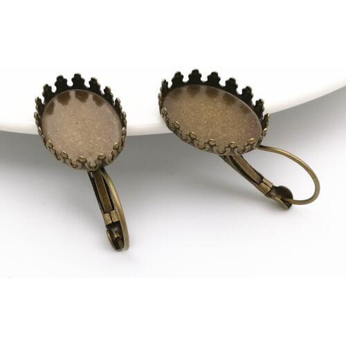 39pcs/lot 18x25mm Brass Antique bronze Crow Blank Tray Earrings Settings Drop Earrings Cameo cabochons base settings