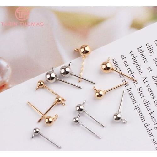 20pcs with Earring back Ball:4MM Brass and Steel Needle Ball Stud Earrings Jewelry Findings Accessories