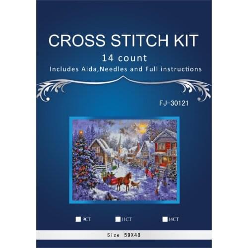 -59-46 Scenery on Snow Cross Stitch Cartoon Cross Stitch 14CT Cross-Stitch Kit Handmade Embroidery Needlework