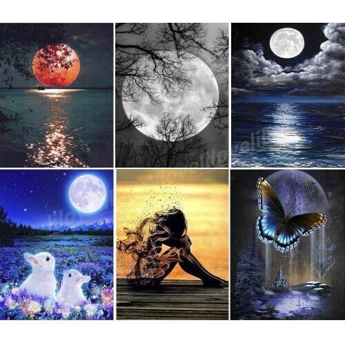 5D DIY Diamond Painting Moon Butterfly Rabbit Mosaic Embroidery Portrait Picture Of Rhinestones Sale Christmas Decoration FG1592