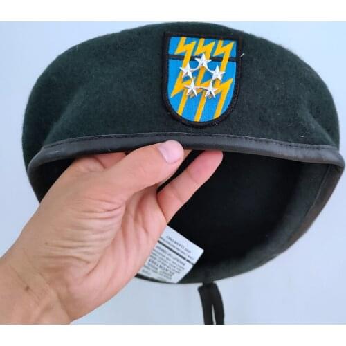 US Army 12th Special Forces Group Wool Blackish Green Beret OFFICER 5 STAR GENERAL RANK INSIGNIA Military Hat 1961~1994