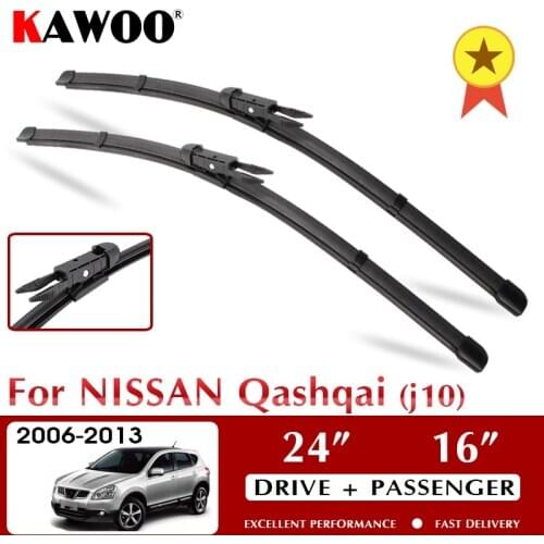 KAWOO Car Wiper Blade LHD RHD Front Wiper Blades For Nissan Qashqai J10 2006 - 2013 Windshield Windscreen Front Window 24"+16"