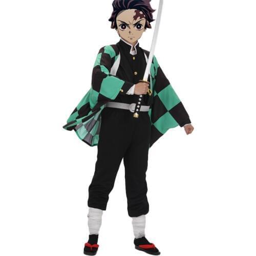 Brdwn Demon Slayer Kimetsu no Yaiba Unisex Kamado Tanjirou Cosplay Costume Kimono Suit Haori