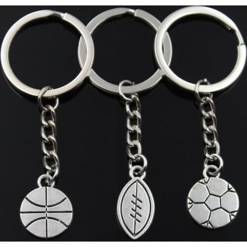 Fashion Keychain soccer football baseball silver color pendants DIY Men Jewelry Car Key Chain Ring Holder Souvenir For Gift