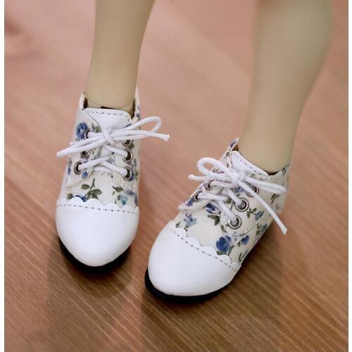 D01-P045 children handmade toy 1/3 1/4 Doll Accessories BJD/SD doll shoes Pointed tie with floral ankle boots 1 pair