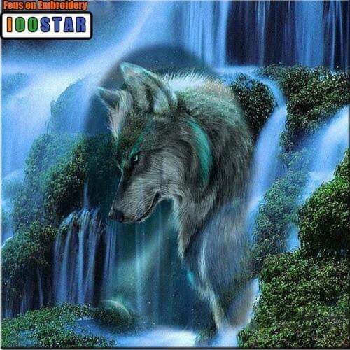 Diy Diamond Painting Cross Stitch Kits Full Diamond Embroidery waterfall Wolf Needlework Diamond Mosaic Home Decor