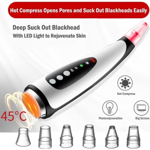 Blackhead Remover Face Vacuum Pore Cleaner Remove Black Head Acne Pimple Heating Massage 3 LED Light Therapy Skin Care Tools