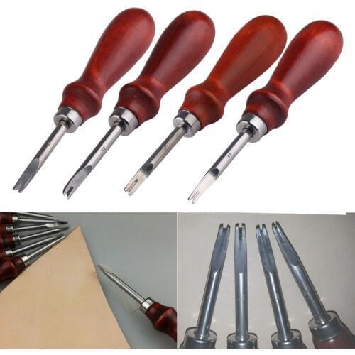 DIY Leather Craft Tool 1/1.2/1.4/1.5/1.6mm Wood Handle Edge Skiving Beveling Leathercraft Knife Sewing Cutting Tools